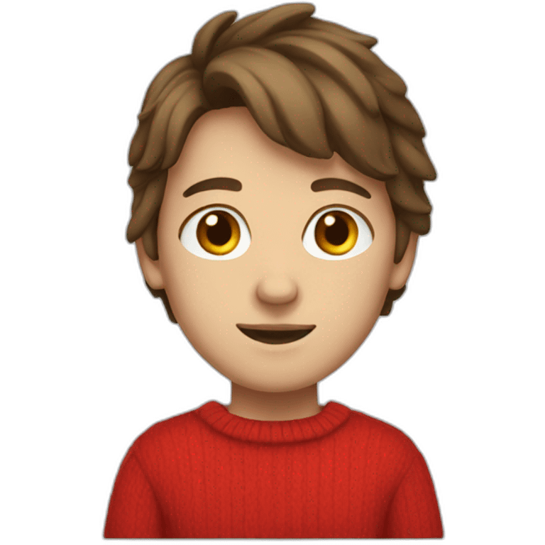 white teen brown hair red sweater emoji