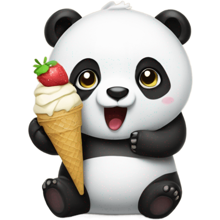 Panda eating ice cream emoji