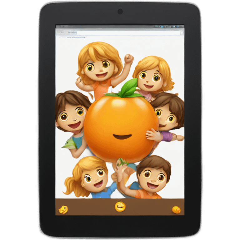 Orange tablet with kids emoji