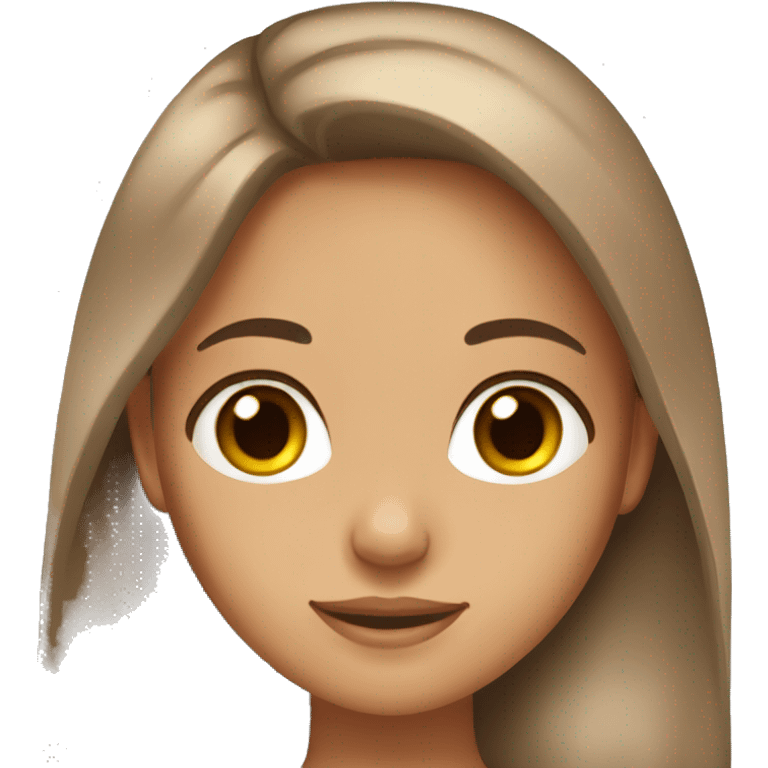 tanned skin girl with brown eyes and long brown hair emoji