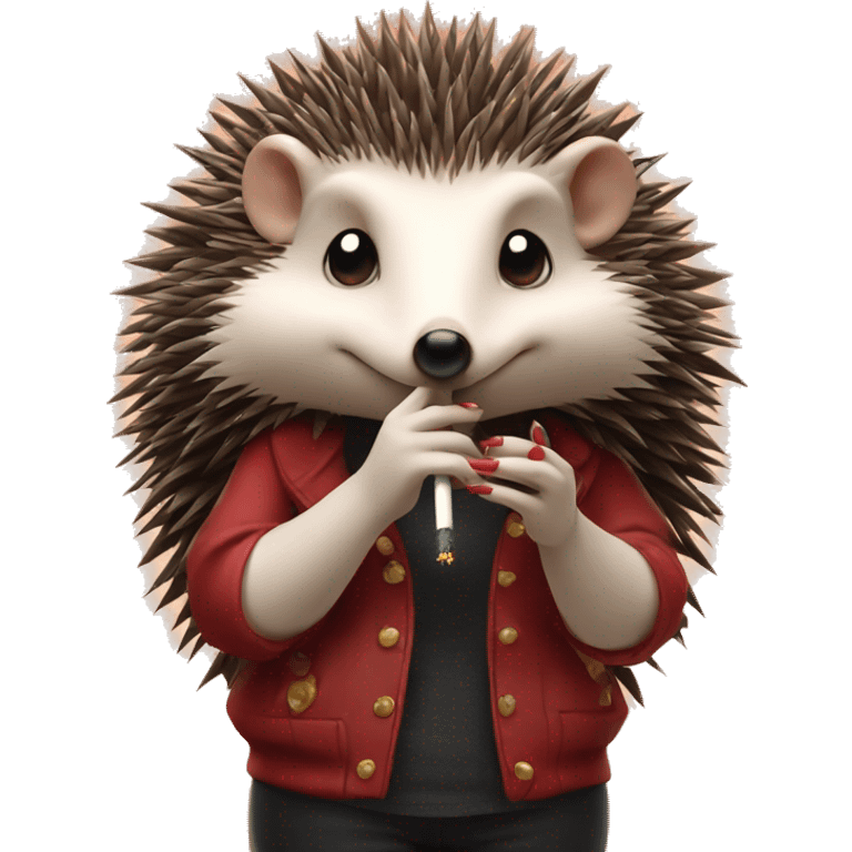 Red gothic female hedgehog smoking a cigarette emoji