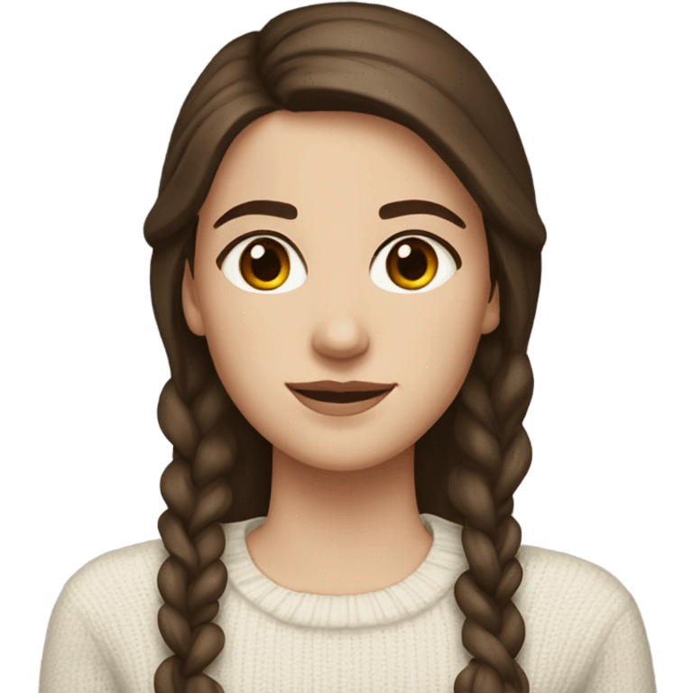 A brunette white girl with brown eyes and a white sweater emoji