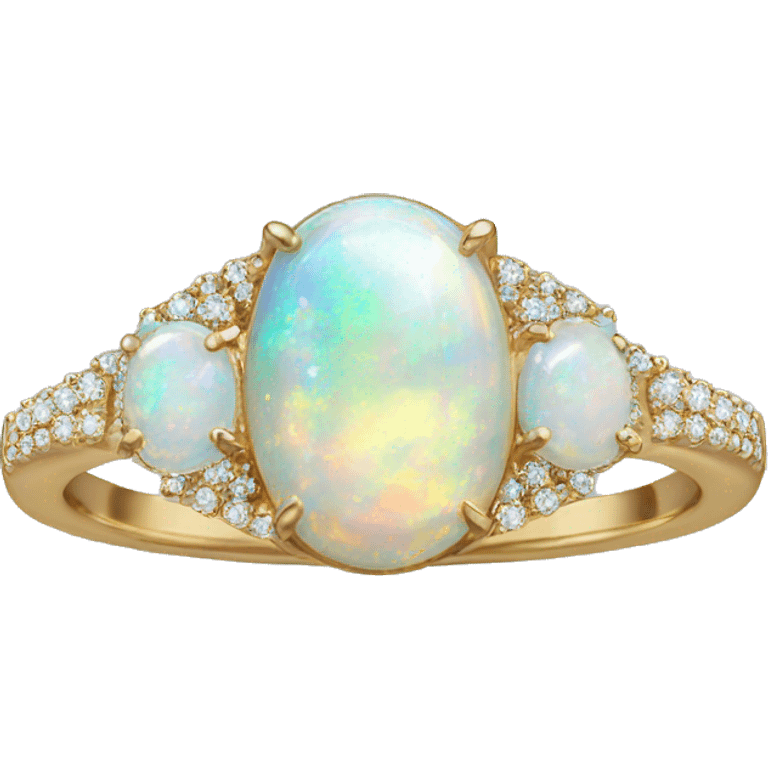 realistic opal ring with tiny diamonds emoji