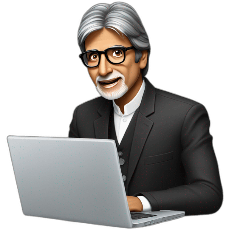 Amitabh Bachchan using laptop emoji