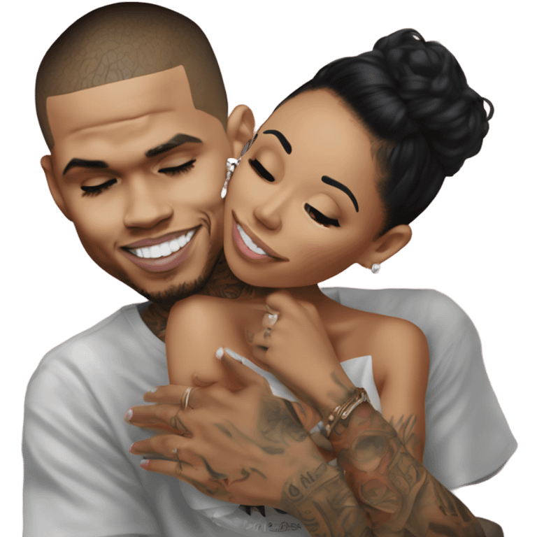 Hyper Realistic Chris Brown  Karruche Tran romantic photo  emoji