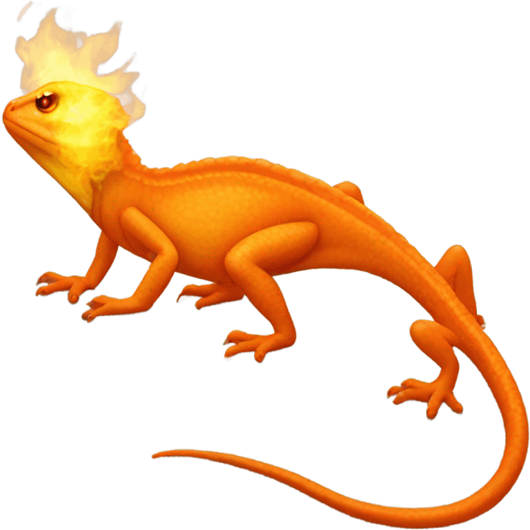 orange bipedal lizard with the tip of it’s tail on fire emoji