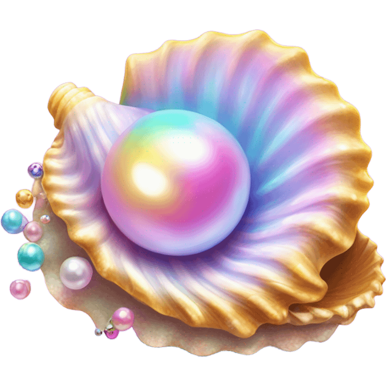 Lisa Frank sparkle open sea shell with pearl  emoji