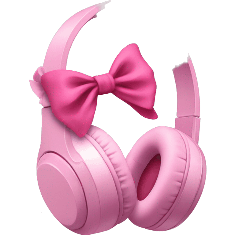 Soft pink headphones with pink bow emoji