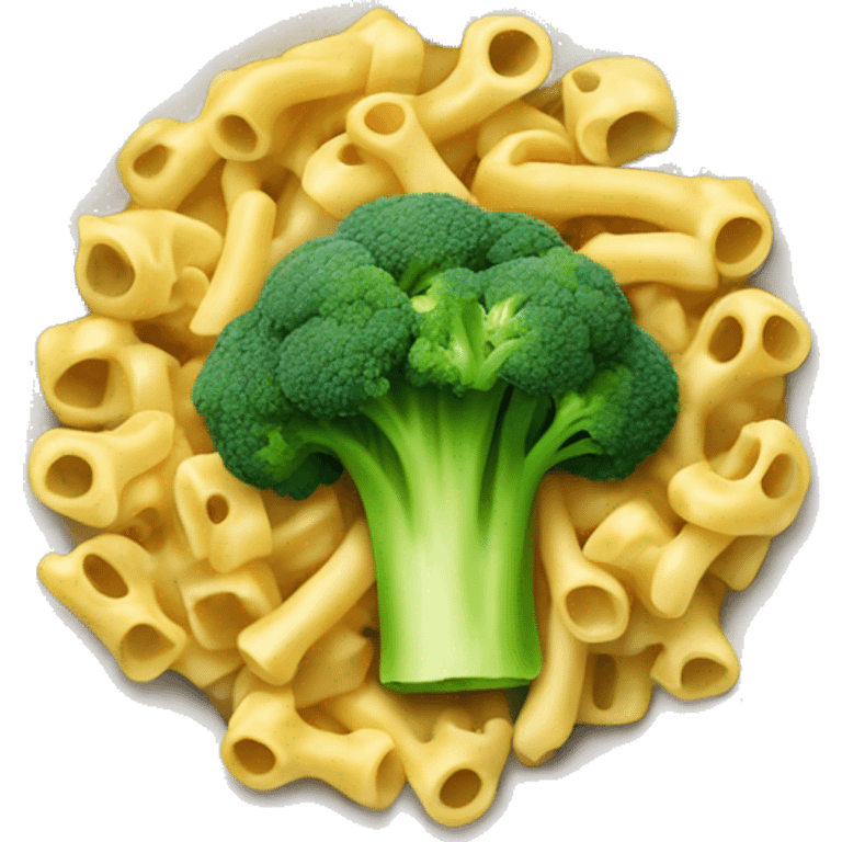 dish with macaroni and pieces of broccoli emoji