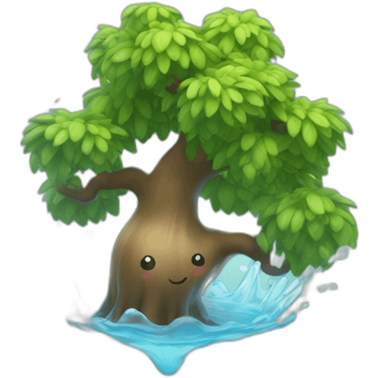 a cute little tree dancing in water emoji