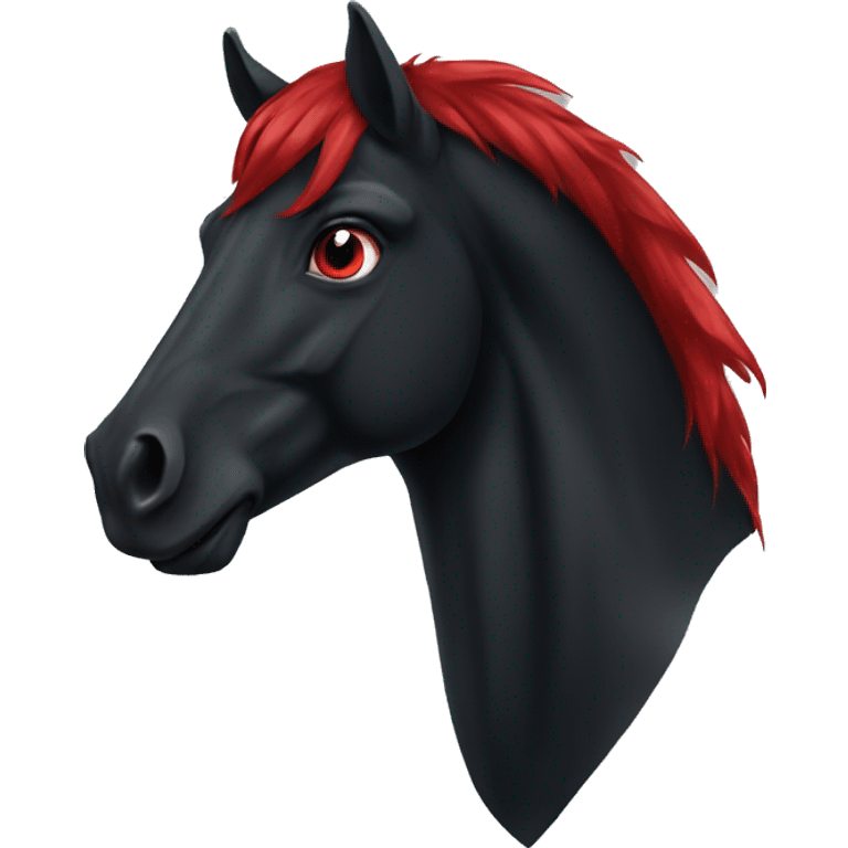 Black horse with red mane  emoji