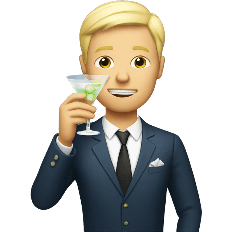 Blond man drinking martini emoji