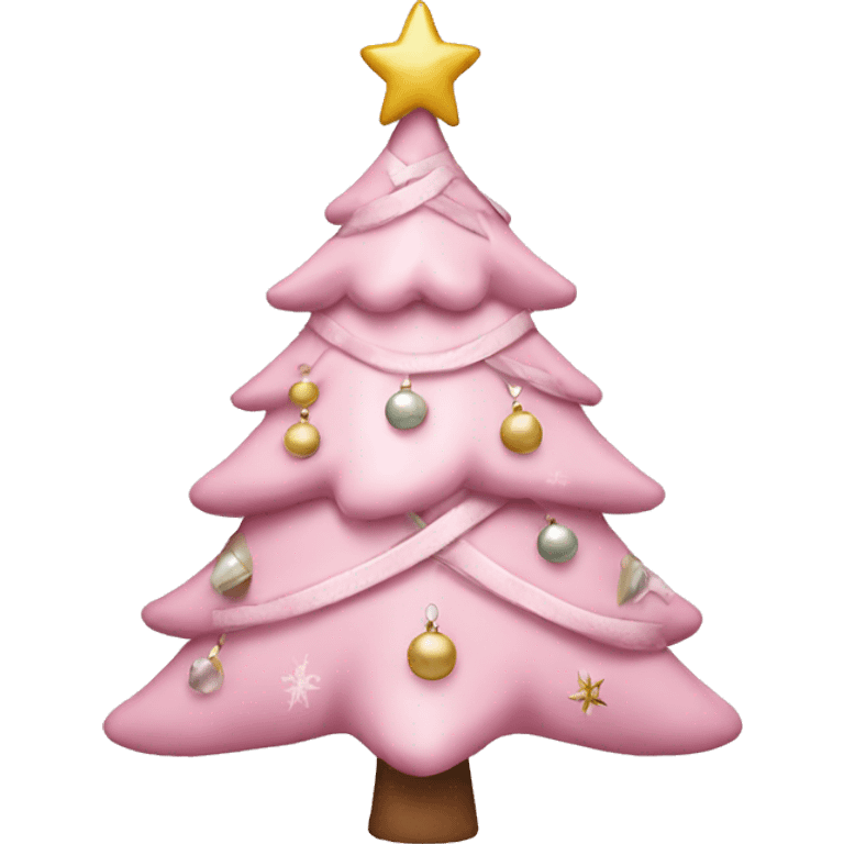 Pastel pink decorated Christmas tree emoji