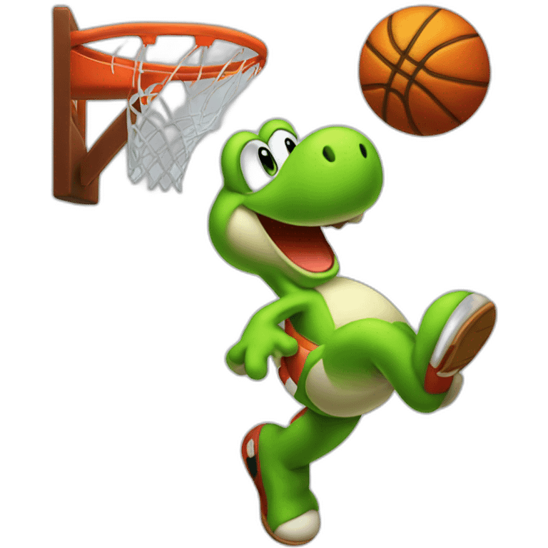 Yoshi doing a slam dunk emoji