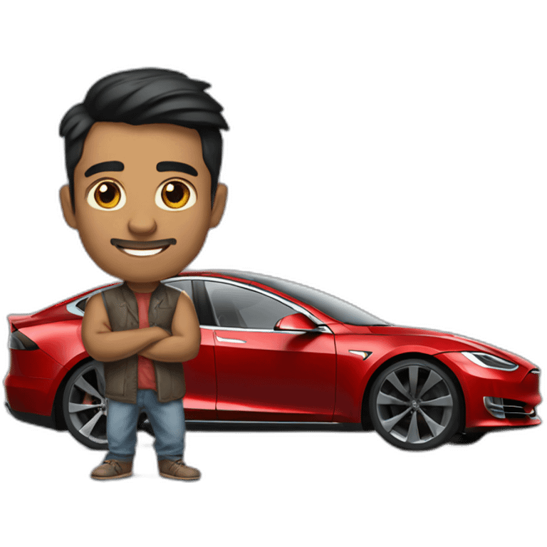 Indian tech bro with tesla emoji