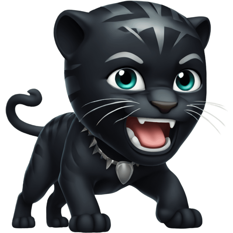 Glowing Black Panther roaring  emoji