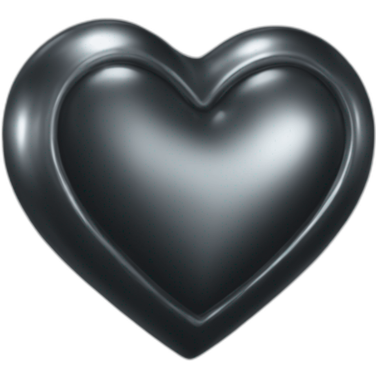 black shiny steel metal heart emoji