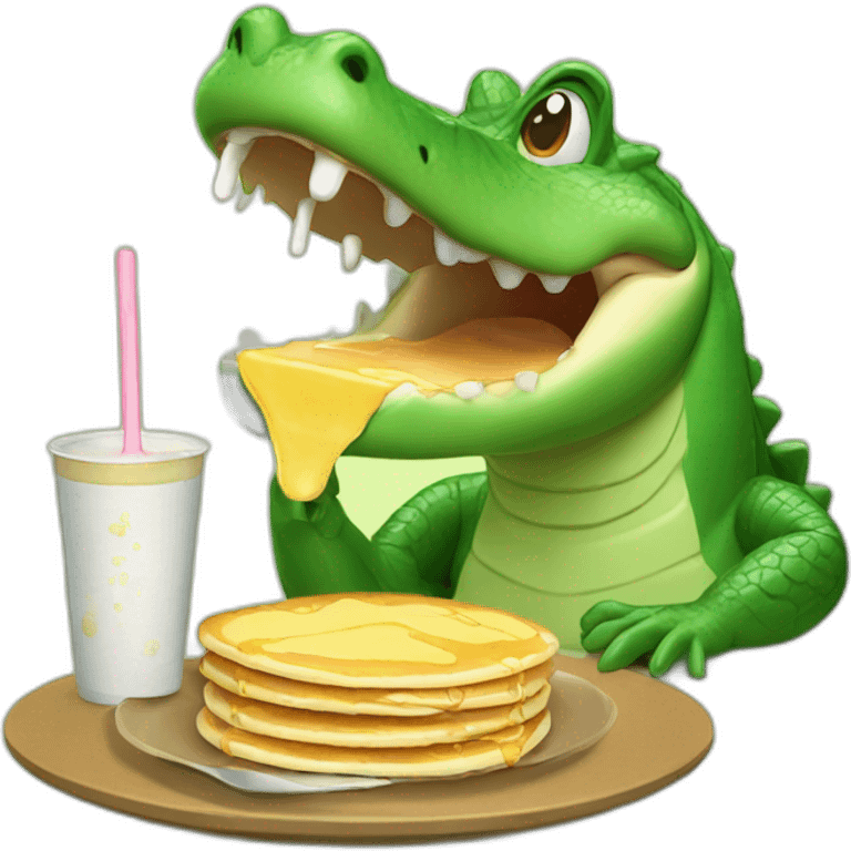 alligator eating pancakes emoji