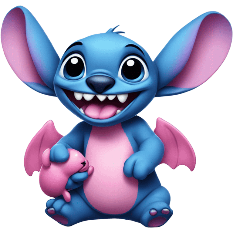 Blue and pink Stich kiss from lilo and stich emoji