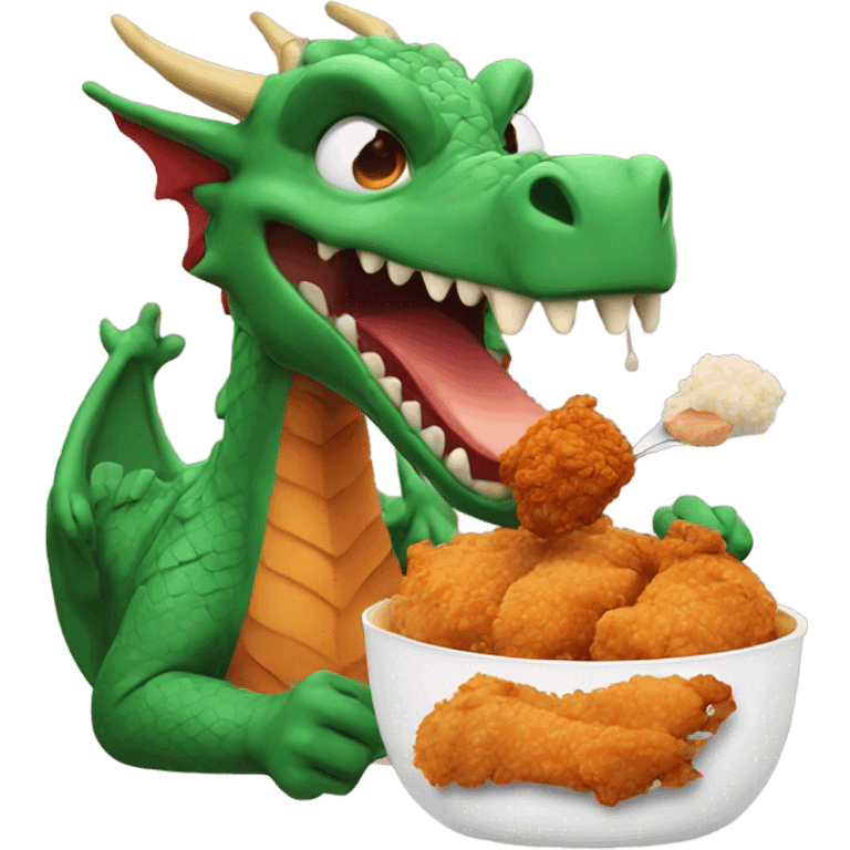 Dragon eating fried chicken emoji