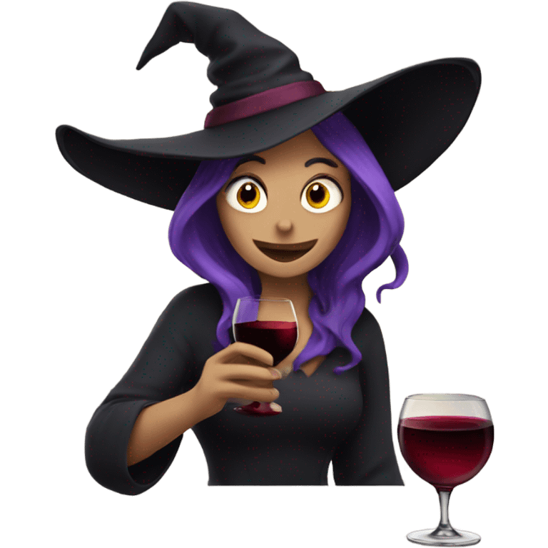 Witch drinking red wine emoji