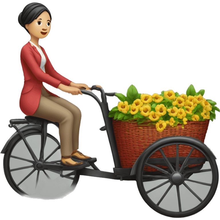 perempuan naik becak emoji