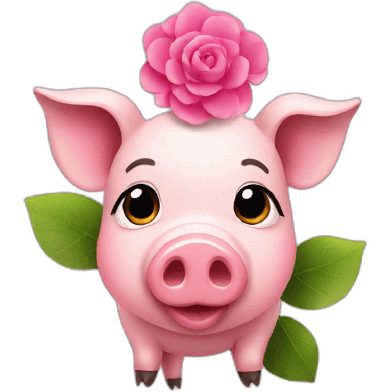 A pig with a pink flower emoji