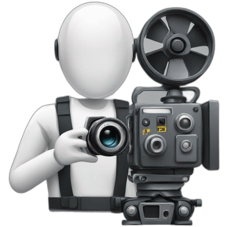 robot director holding a film camera emoji