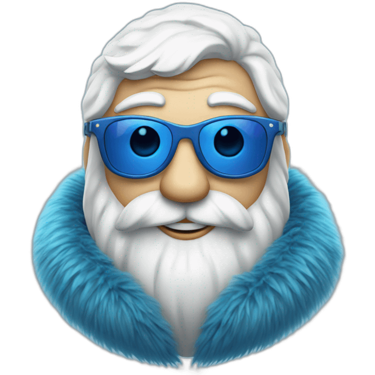 cool Father Frost in sunglasses glasses in a blue fur coat emoji