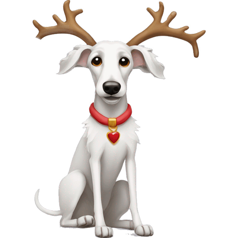 Scruffy bedlington whippet wearing antlers  emoji