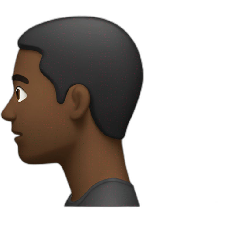 a black adult man making a poster side view emoji