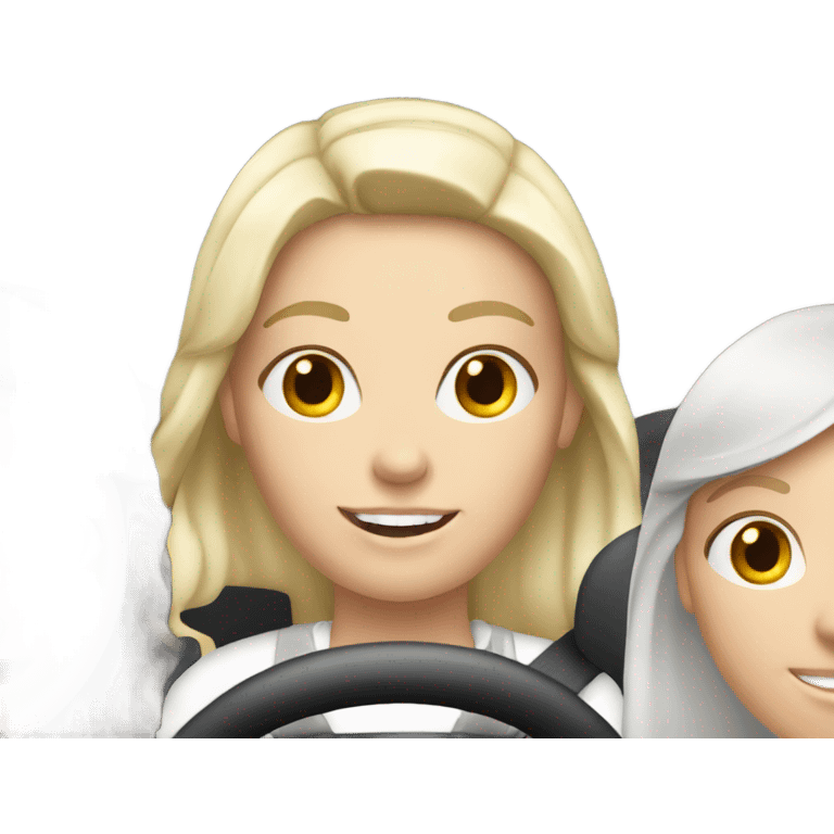 3 white girls driving  emoji