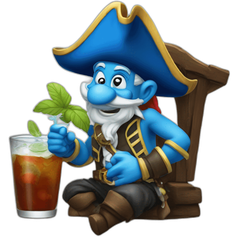 pirate Papa Smurf drinking mojito emoji