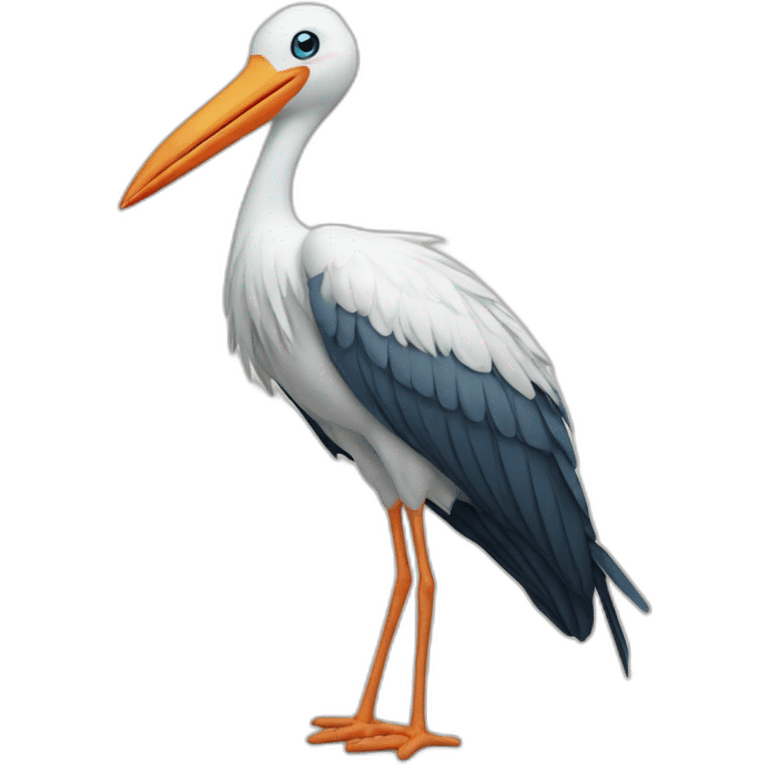 stork delivering baby boy in fabric held in its beak emoji