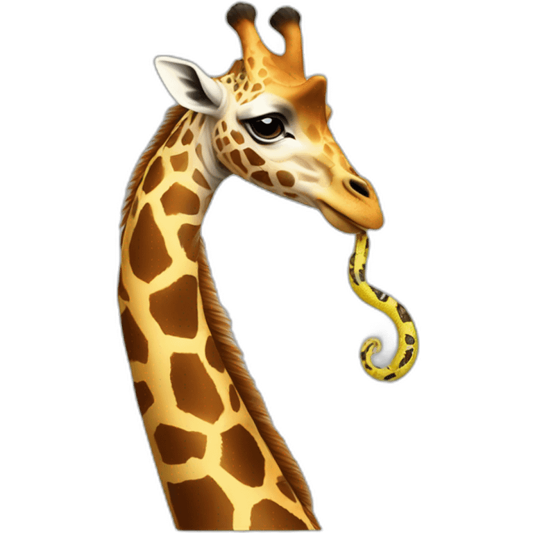 a giraffe with a snake tattoo on the neck emoji