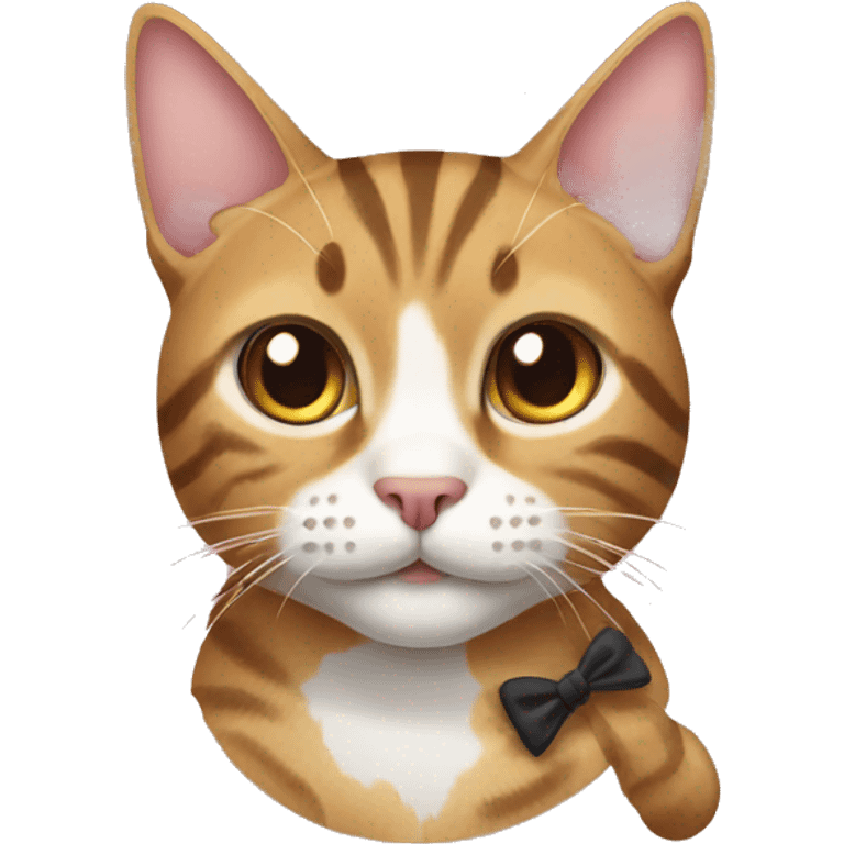 Tabby cat with a bow emoji