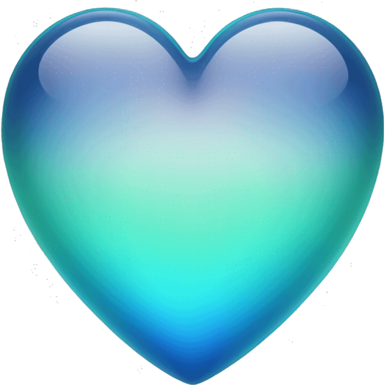 Blue and mint gradient shiny glass heart emoji