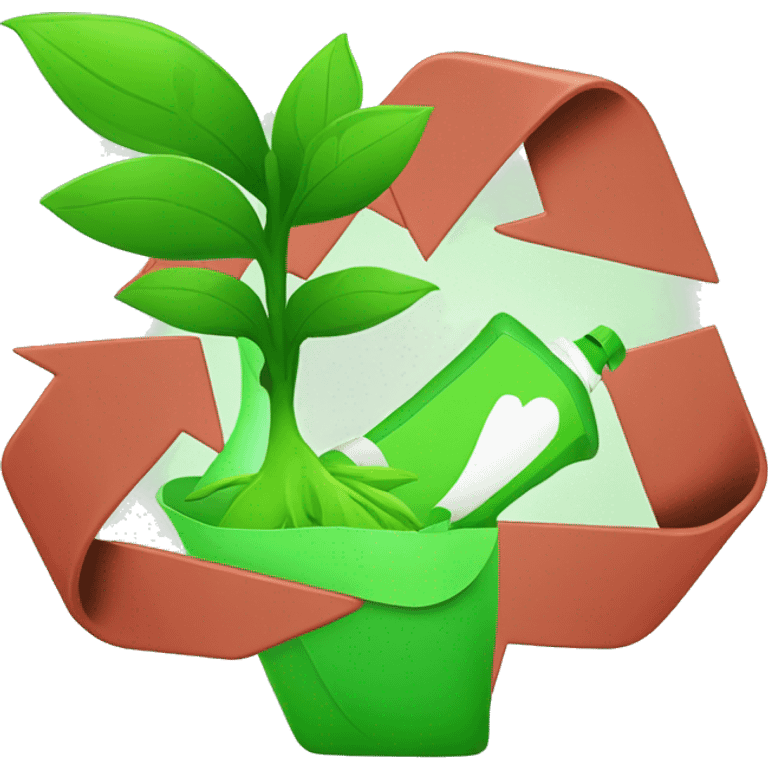 green marker with a plant growing out of it with a recycling logo on the body of the marke emoji