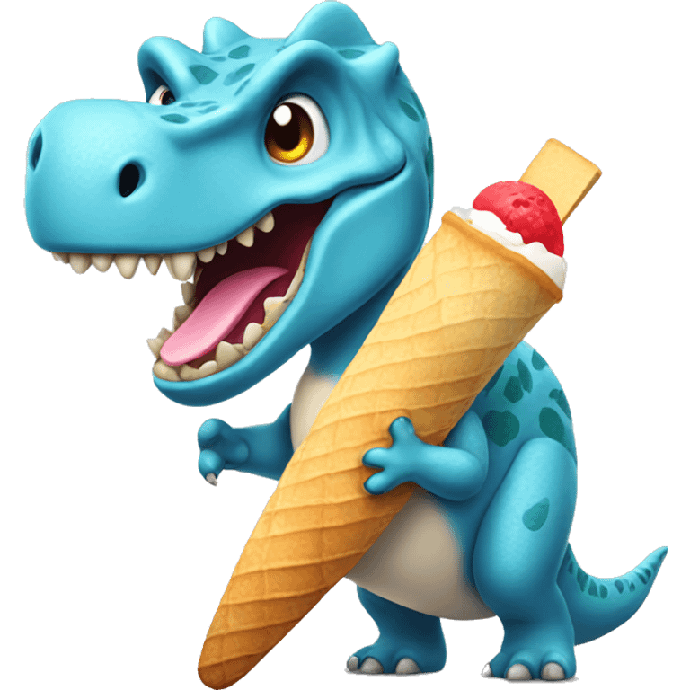 Dinosaurio with icecream emoji