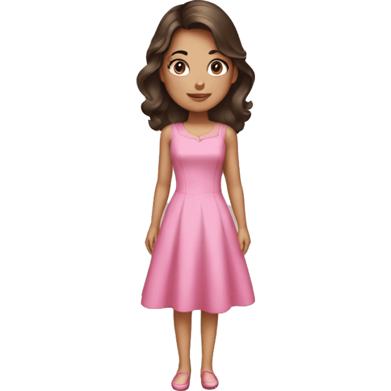 brunette girl in a pink dress emoji