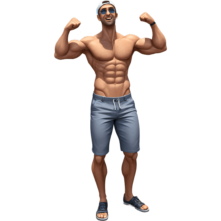 muscular guy outdoors in shorts emoji