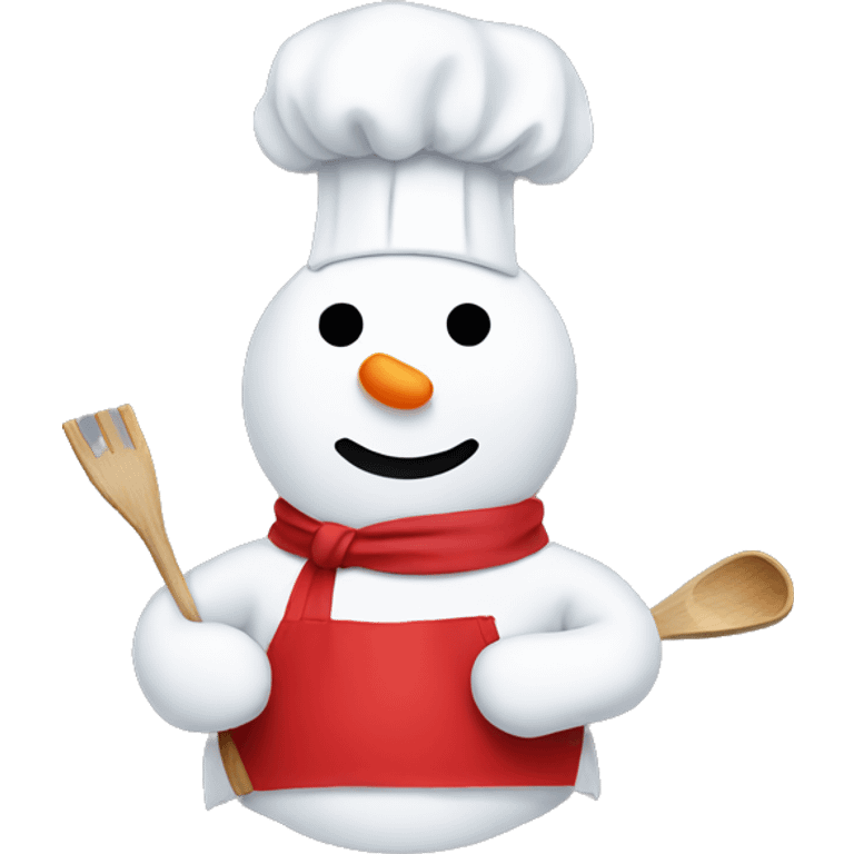 snowman with chefs hat and apron emoji