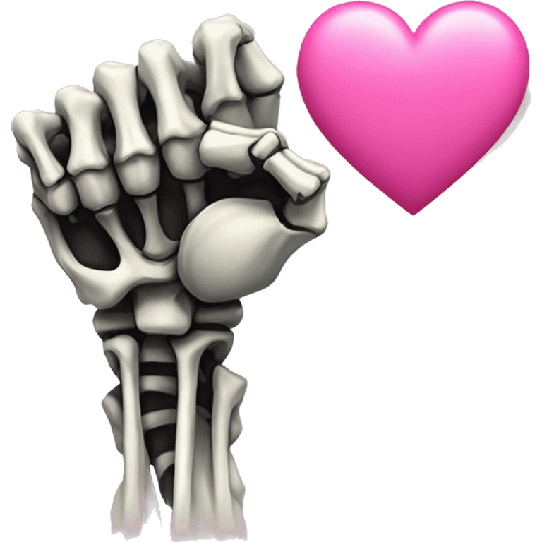 Skeleton fist w middle finger up w pink heart emoji