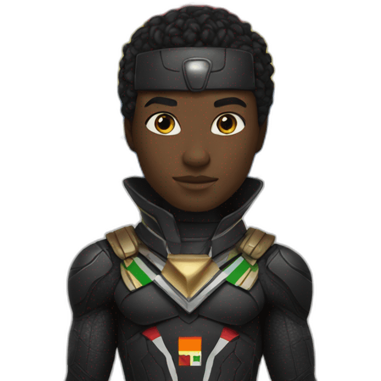 Black panther hero with Central Africa Republic color flag emoji