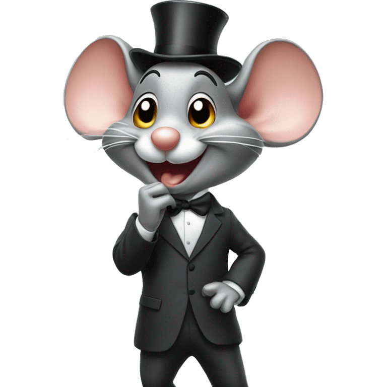 Happy mouse wearing a suit blowing a kiss emoji