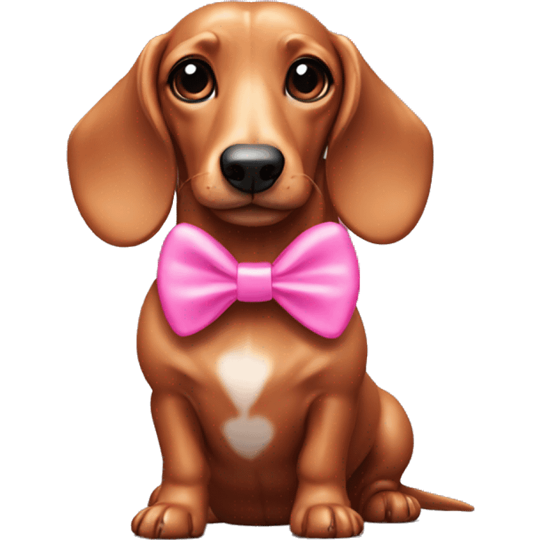 Sausage dog with pink bow emoji