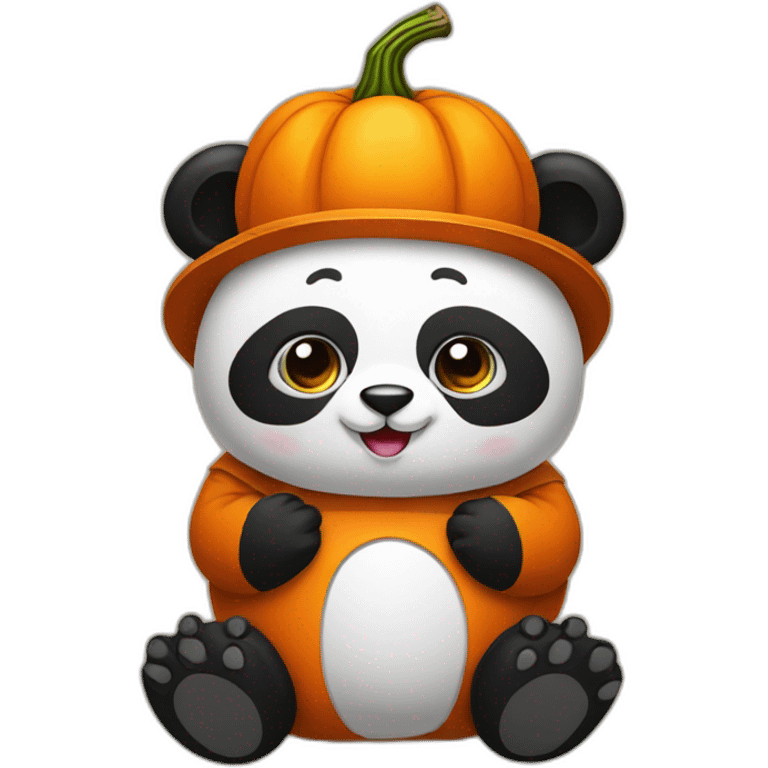 panda dressed as a pumpkin emoji