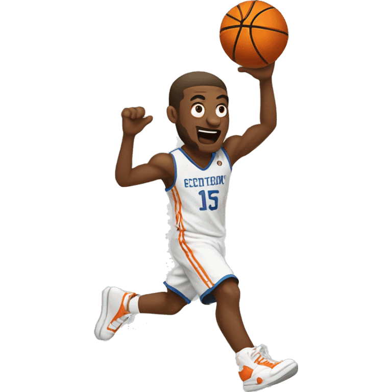 a basket ball player slam dunking emoji