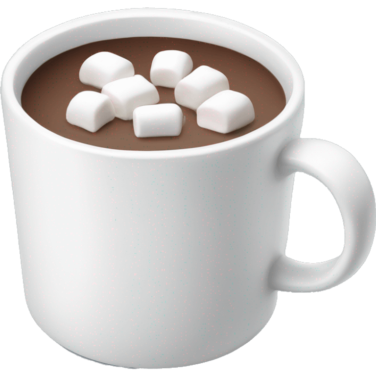 White mug of hot chocolate with marshmallows emoji