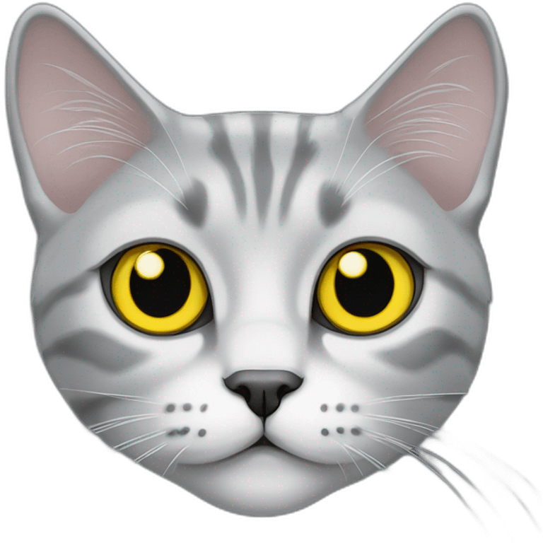 Silver marble Scottish straight cat with yellow eyes emoji